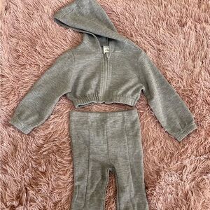 SHEIN Baby Girl Hooded Jacket & Flare Leg Pants